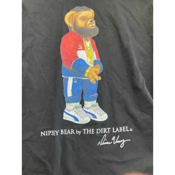 TDL Men's Black Nipsey Bear By The Dirt Label Crew Neck T-Shirt Size XL - Picture 3 of 7